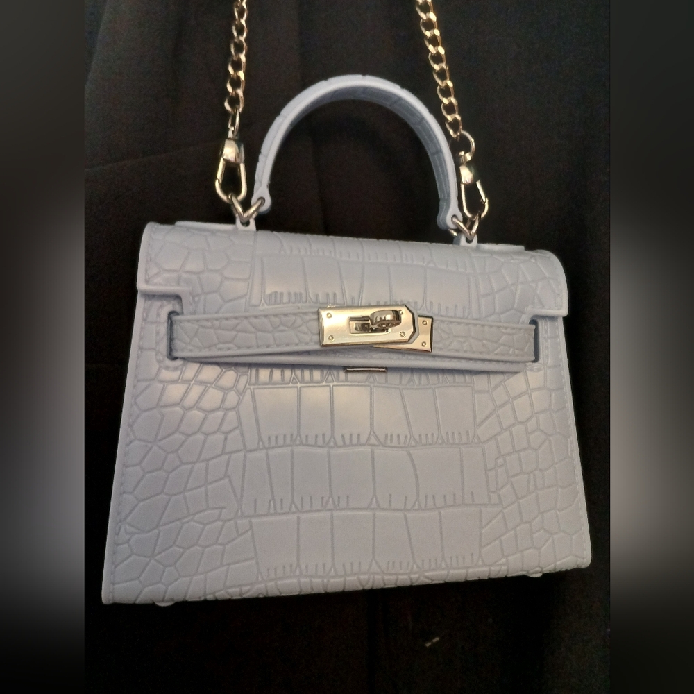 Elegant Blue Jelly Crocodile Pattern Handbag